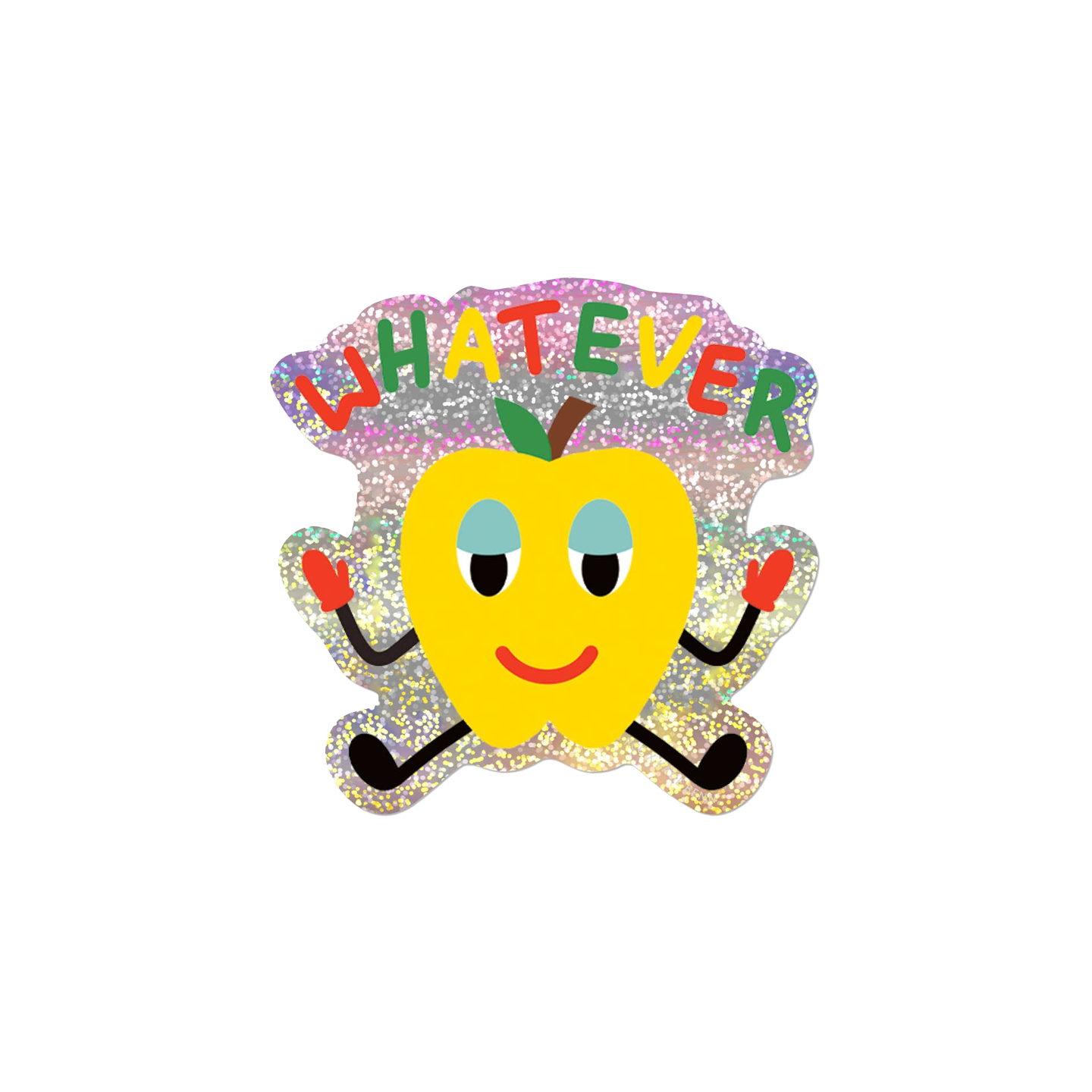 Whatever Apple Glittery Sticker