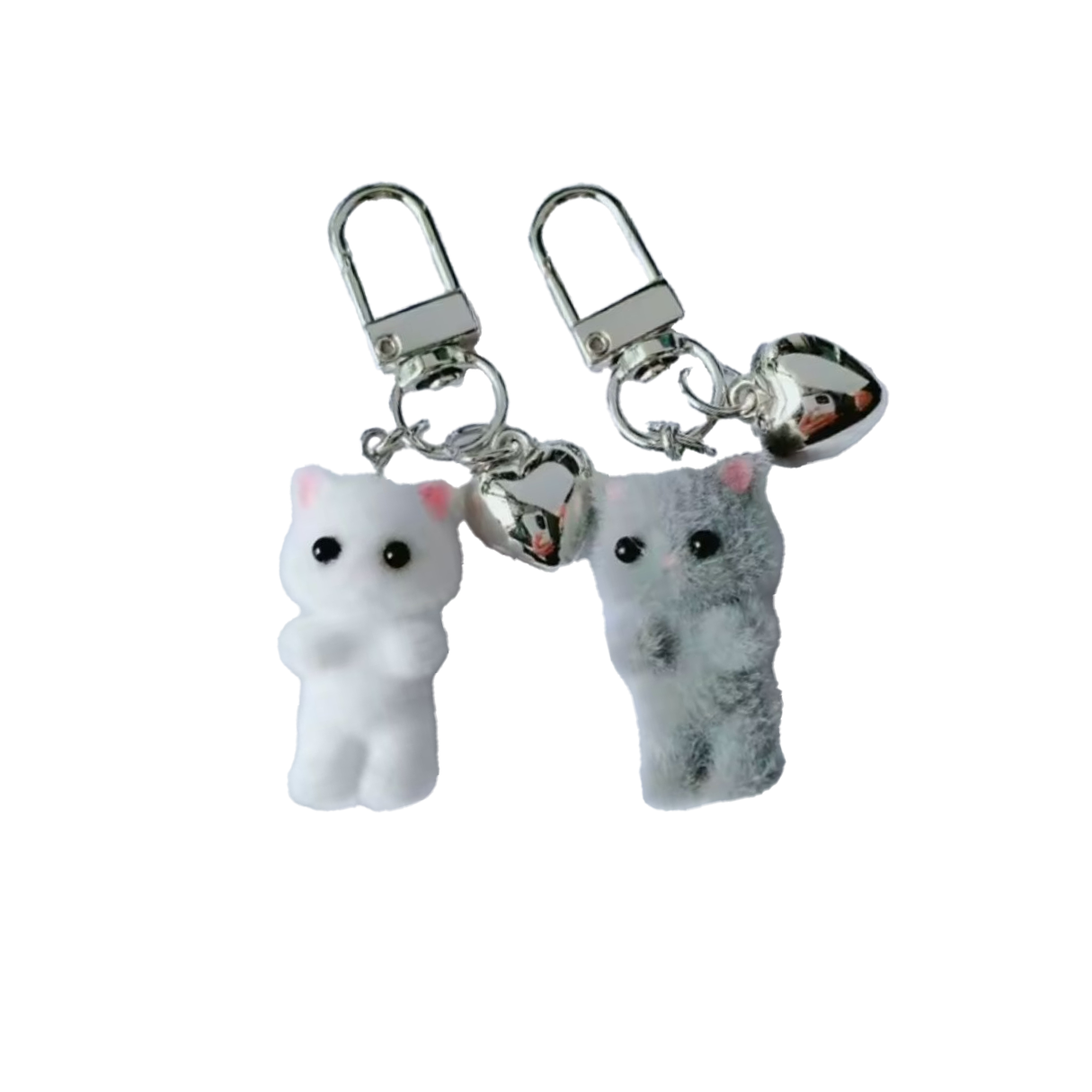 Mini Plush Cat Keychain with Heart Charm