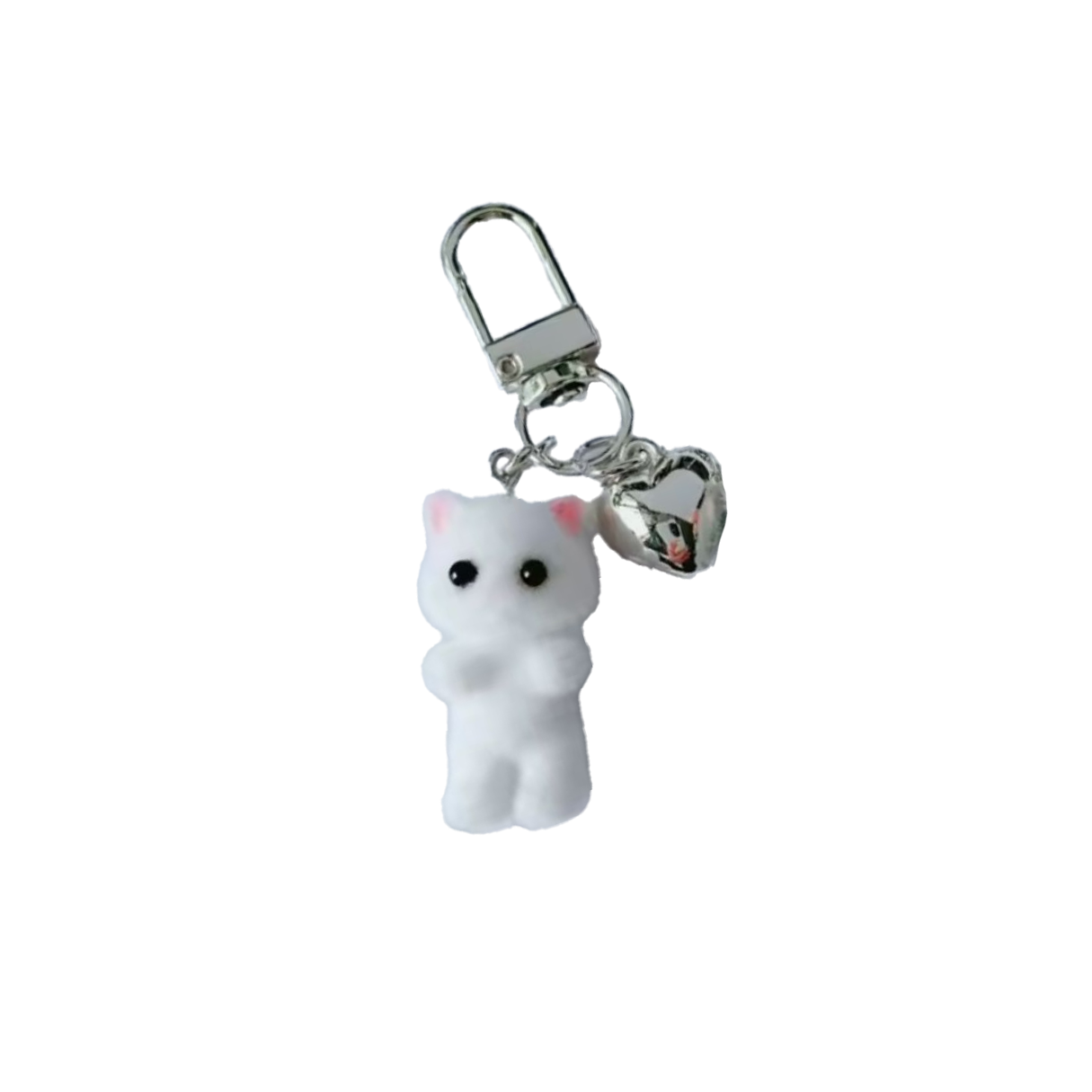 Mini Plush Cat Keychain with Heart Charm