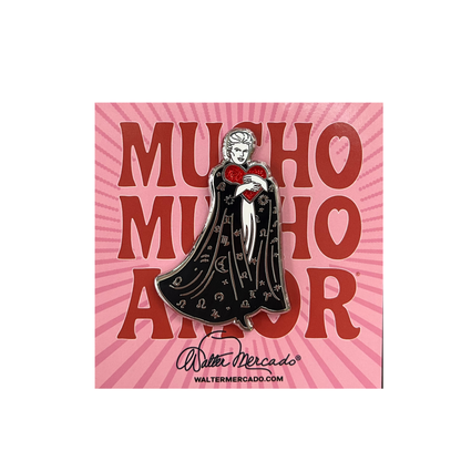 Walter Mercado Mucho Mucho Amor Glitter Heart Enamel Pin