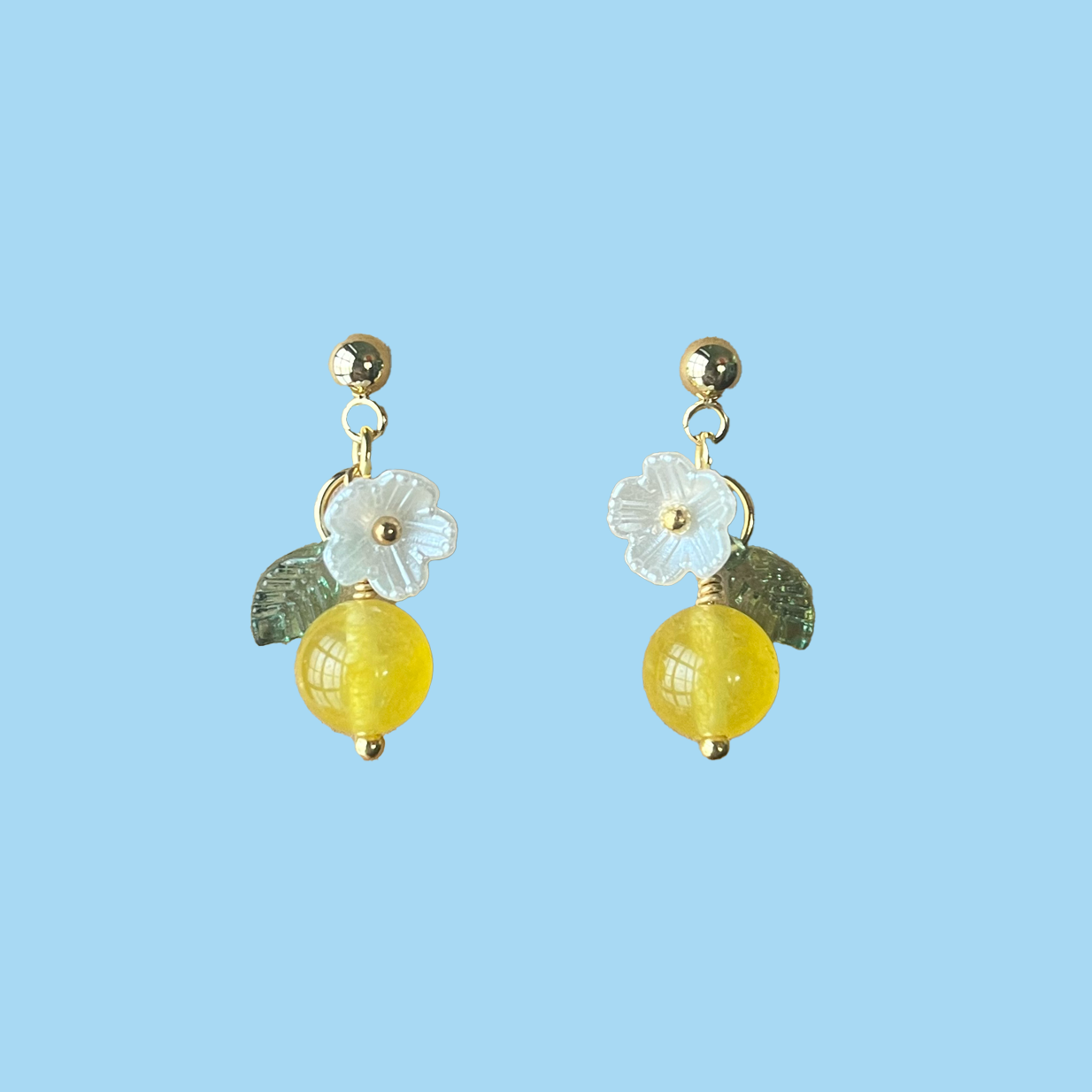Lemon Beaded Dangle Earrings