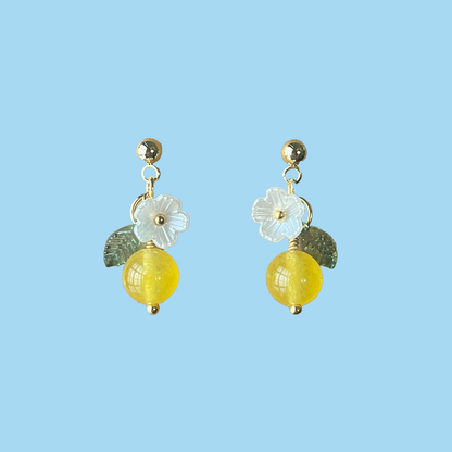 Lemon Beaded Dangle Earrings