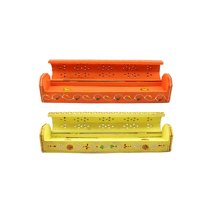 Painted Wooden Incense Burner Box