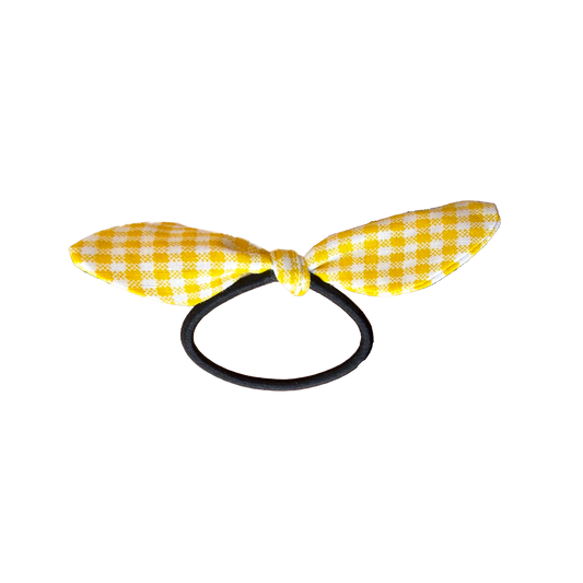 Yellow Gingham Bow Hair Tie