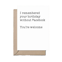 Remembered Without Facebook Birthday Card