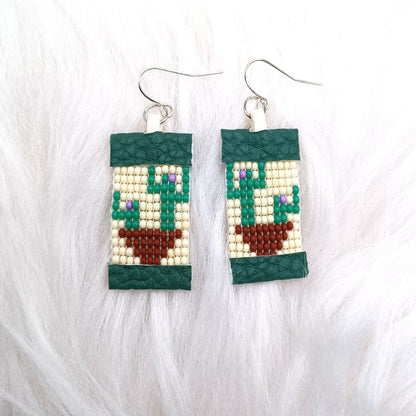 Cactus Beaded Dangle Earrings