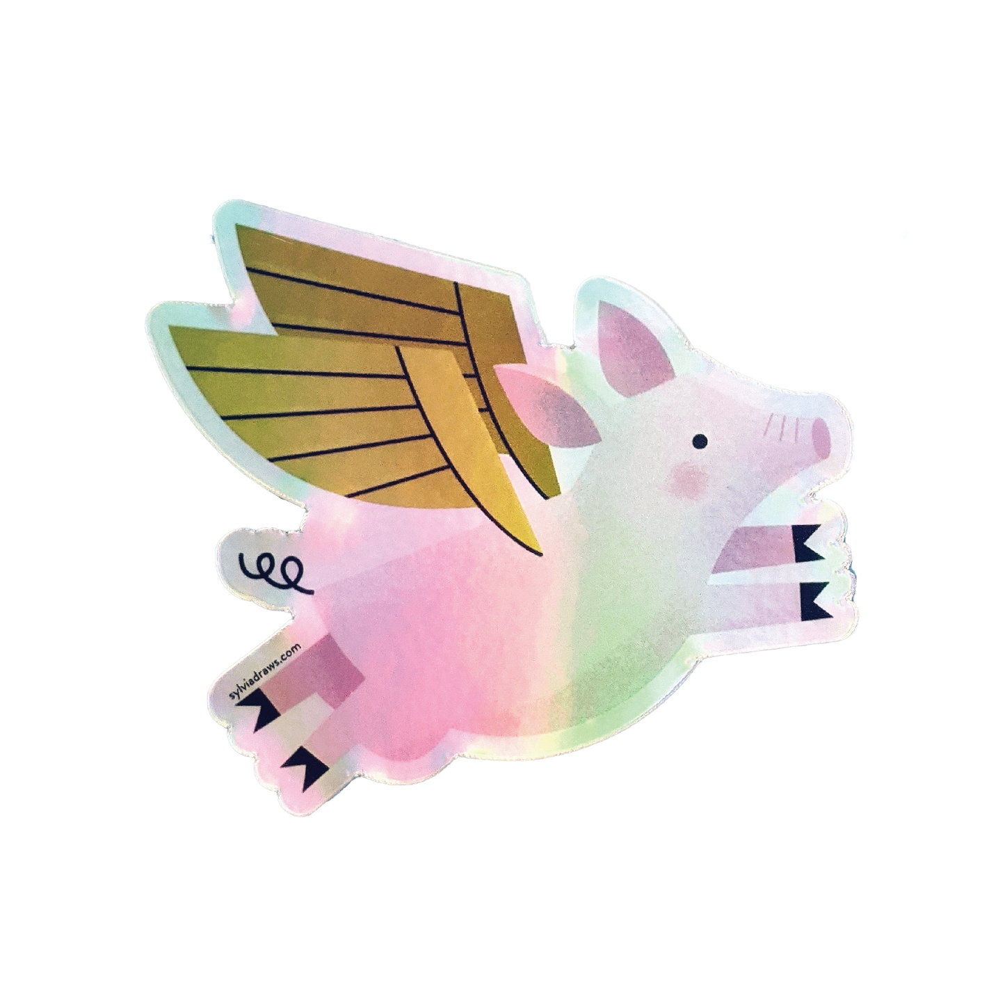 Flying Pig Holographic Sticker