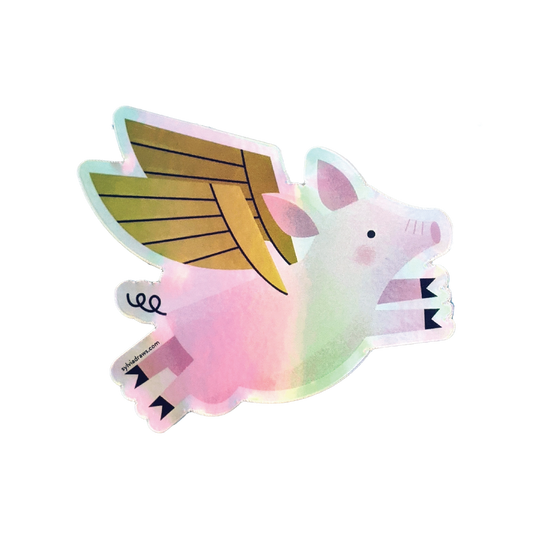 Flying Pig Holographic Sticker