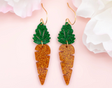 Carrot Glitter Dangle Earrings