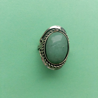 aventurine ring set in an adjustable silver band