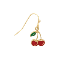 Gold Enamel Cherry Earrings