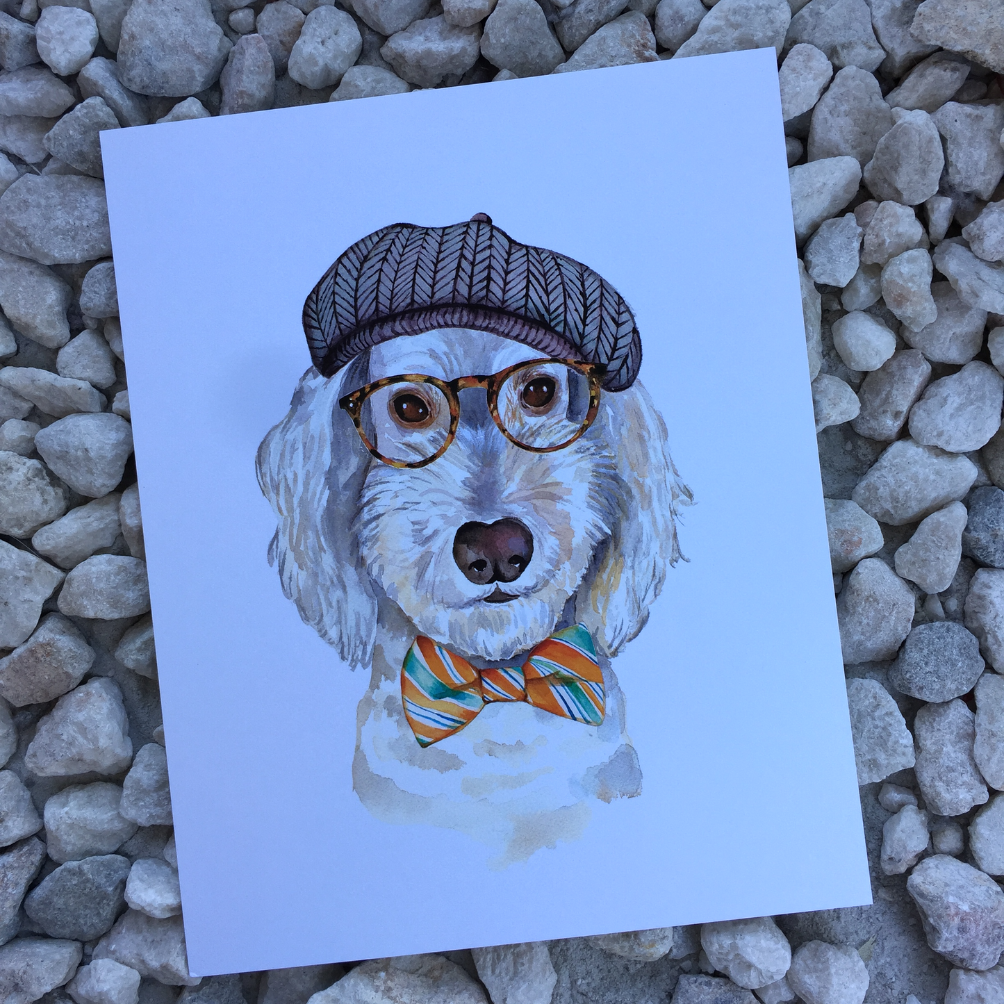 dog in human clothes art print