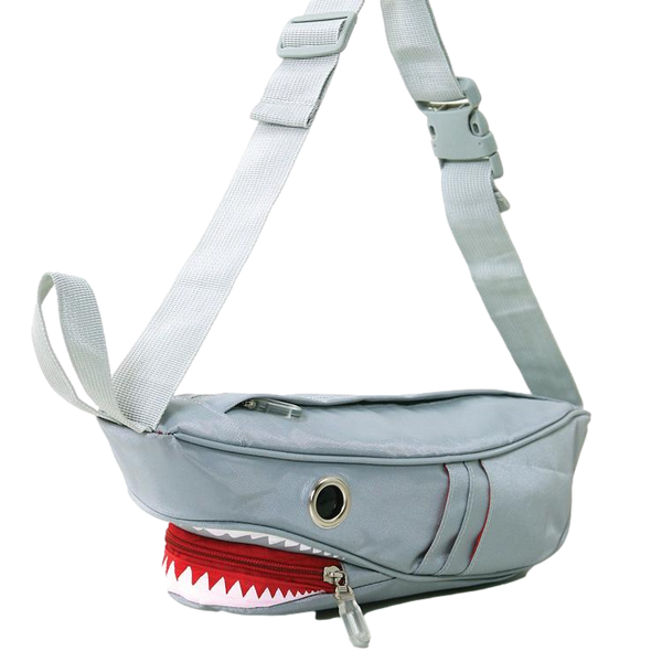 vinyl shark shaped fanny pack
