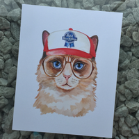 trucker cap pabst beer cat art print