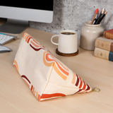 Large Linen Rainbow Cosmetic Bag