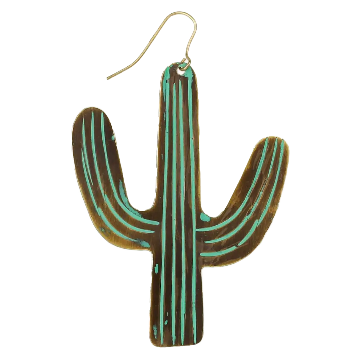 Sonora Saguaro Cactus Patina Dangle Earrings