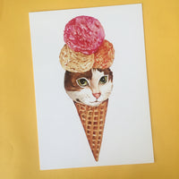 ice cream cone cat art print