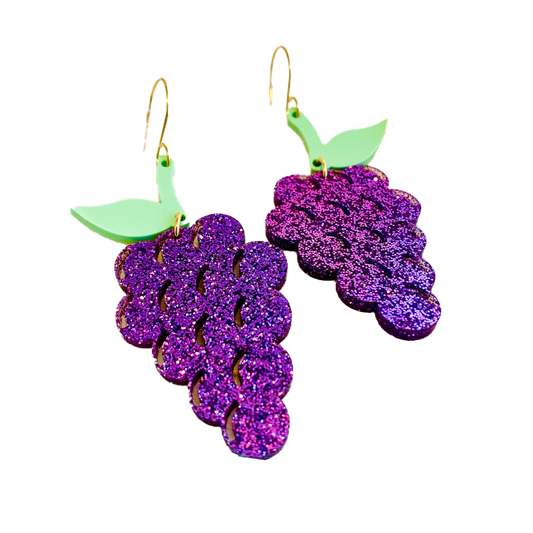 Glitter Grape Dangle  Earrings
