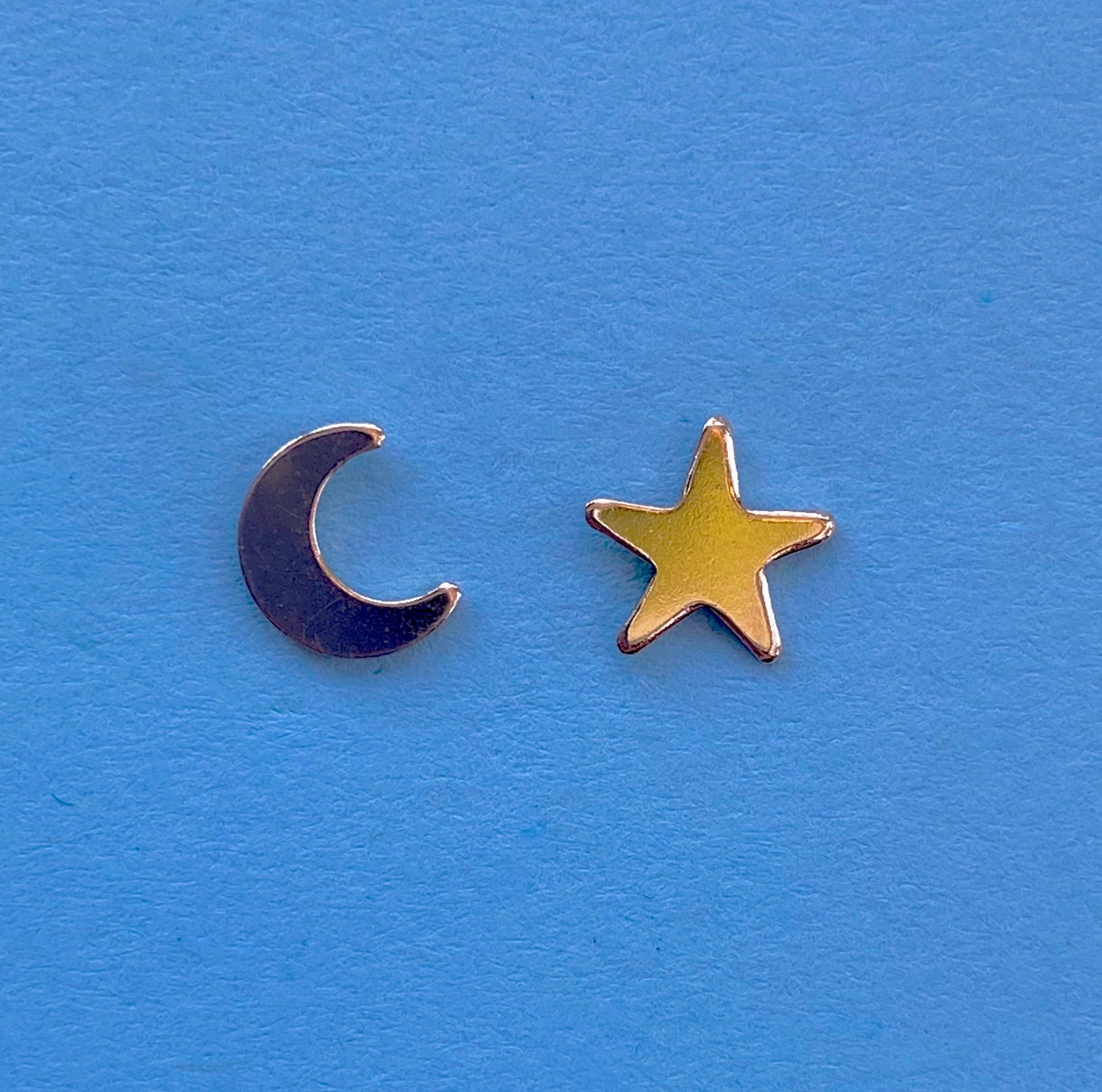 14k gold filled minimalist moon and star earrings