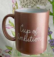 cup of ambition rose colored ceramic Dolly Parton mug