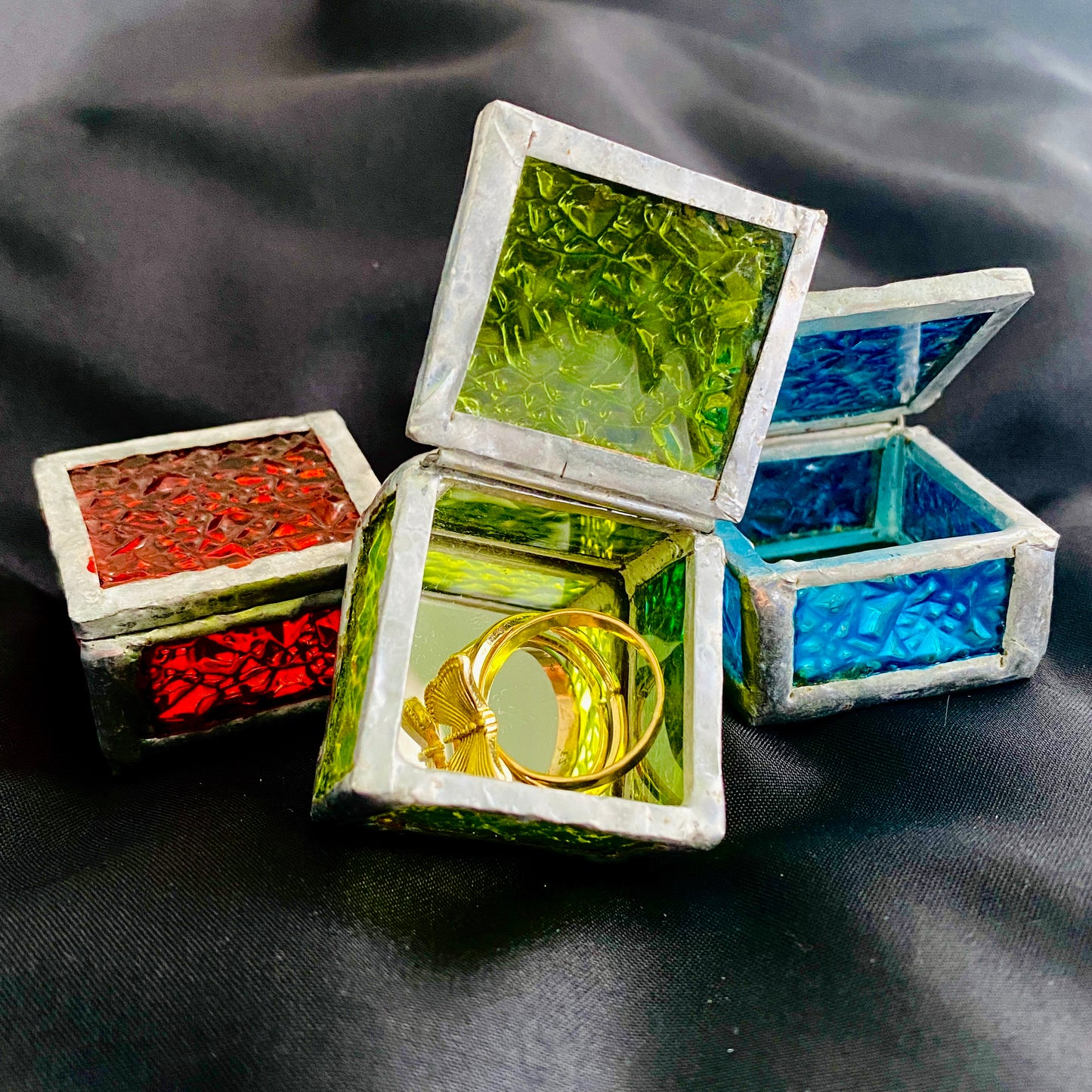 Rainwater Colored Glass Ring Box