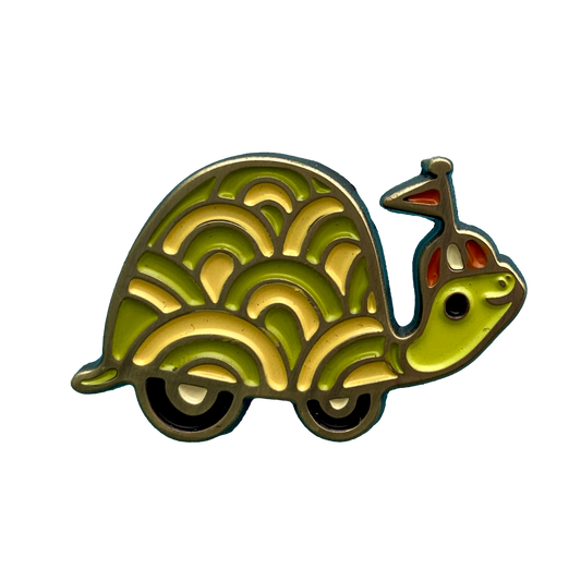 Turtle on Wheels Enamel Pin