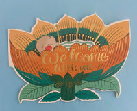 welcome little one die-cut gold foil new baby card
