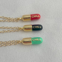 chill pill dainty enamel and gold necklaces