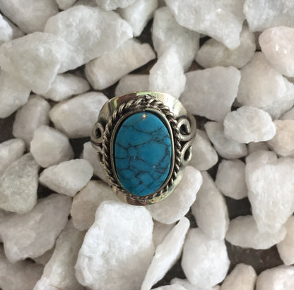 Blue Dyed Howlite Ring