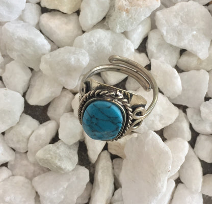 Blue Dyed Howlite Ring