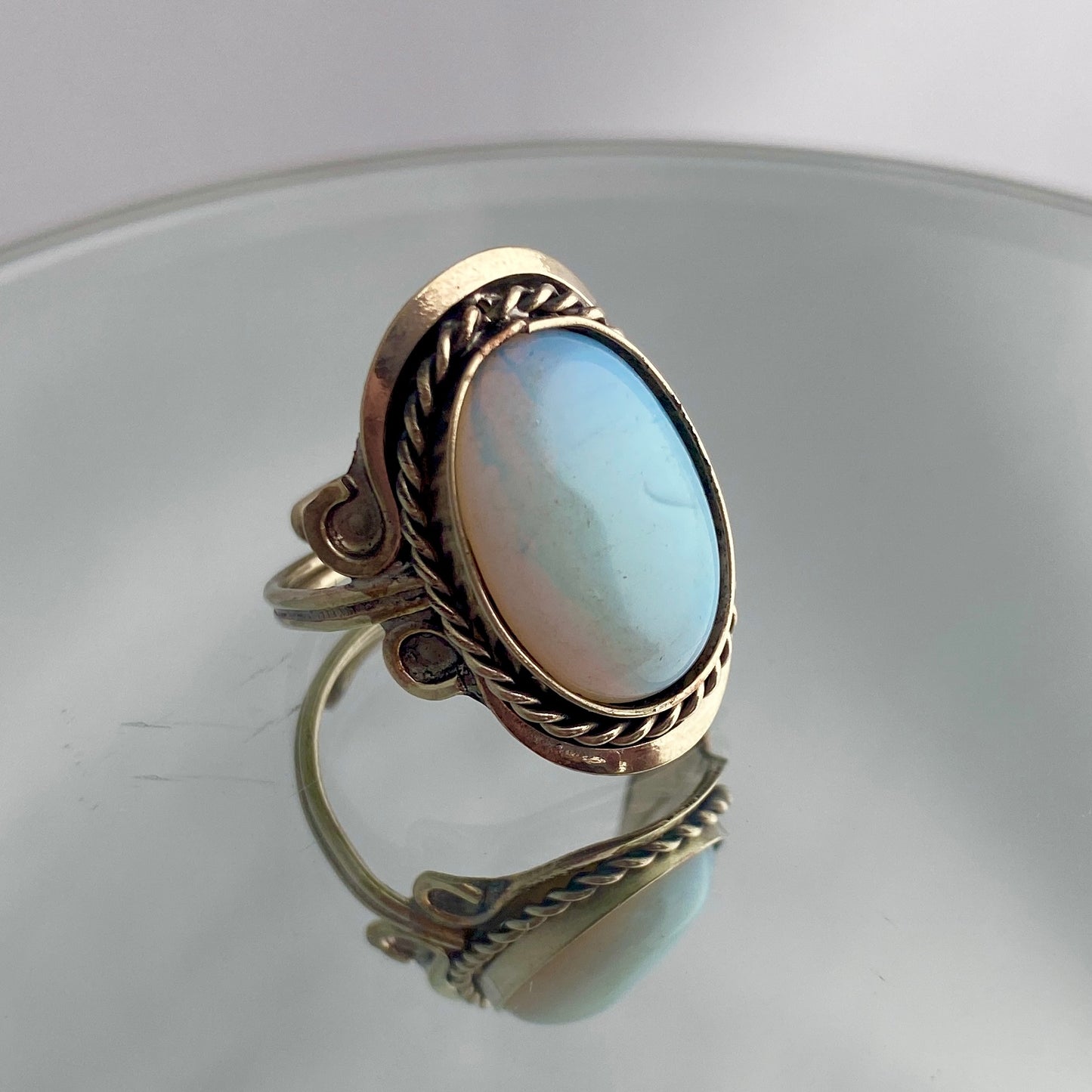 peru moonstone ring set in silver band