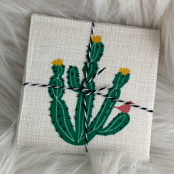 Prickly Cactus Fabric Coaster Set