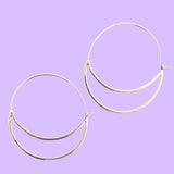 silver crescent moon hoop earrings
