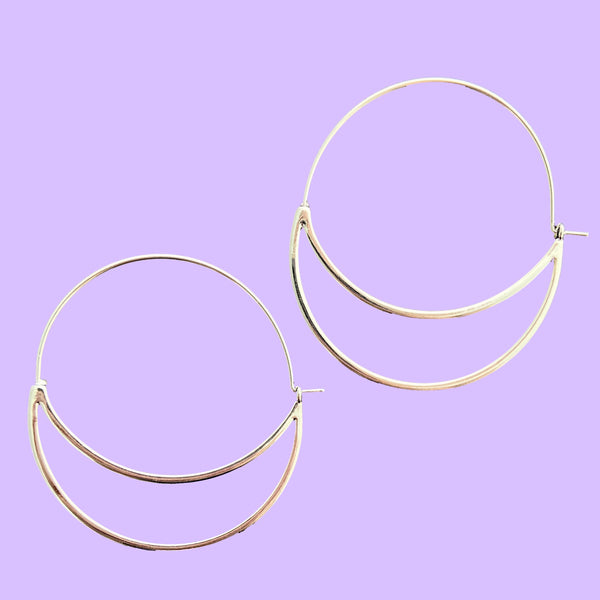 silver crescent moon hoop earrings