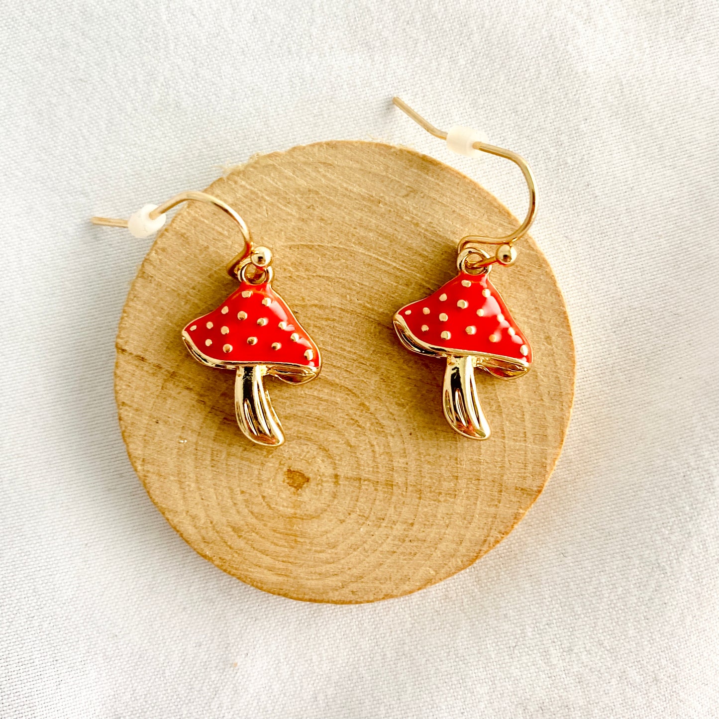 Enamel Mushroom Dangle Earrings