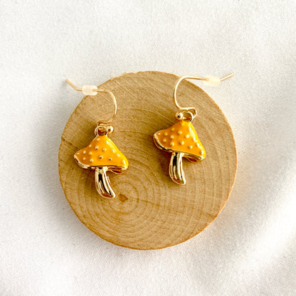 Enamel Mushroom Dangle Earrings