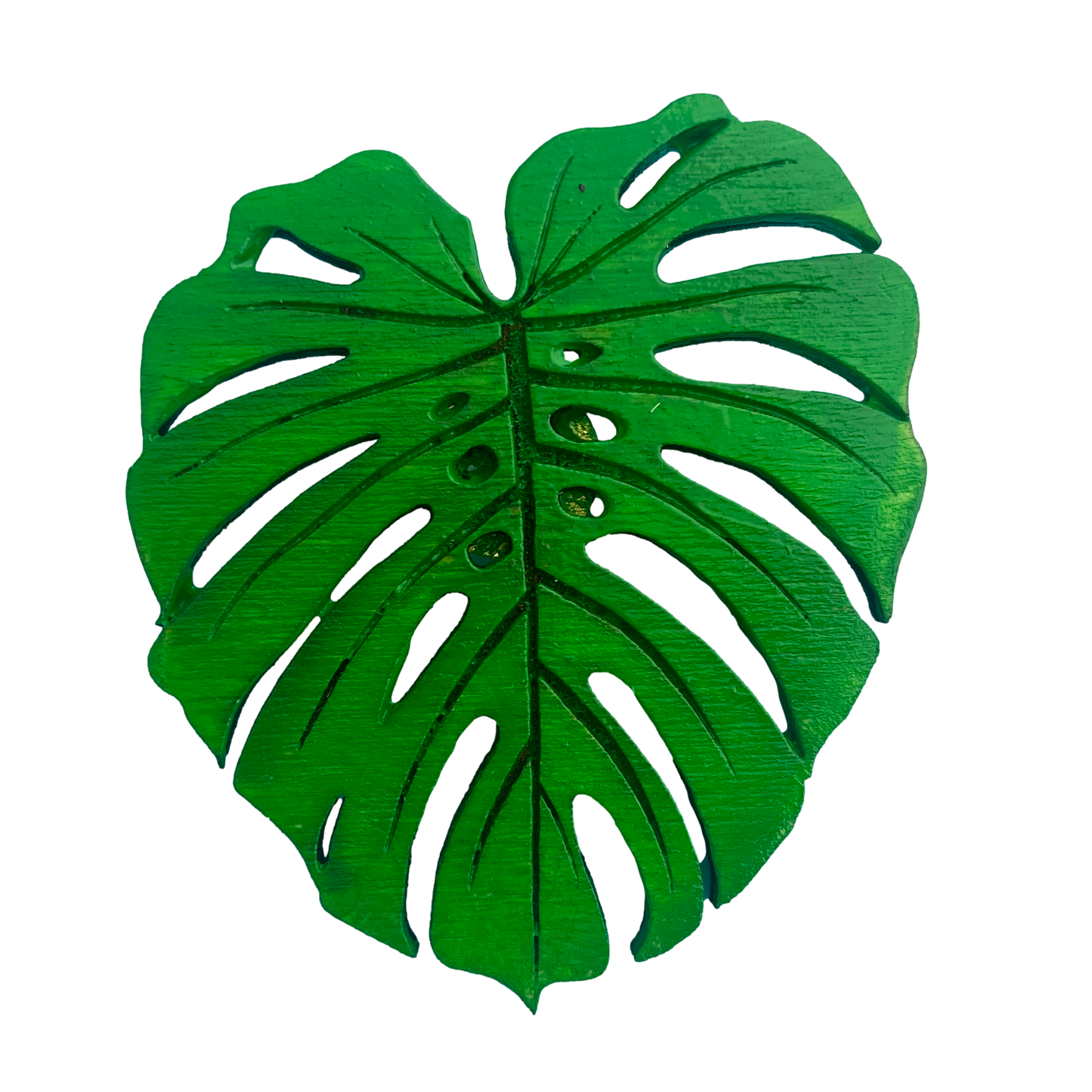 hand-painted monstera leaf pin by Jennifer Janiak-Ross