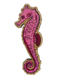 pink hand painted seahorse pin made in Long Beach by Jennifer Janiak Ross