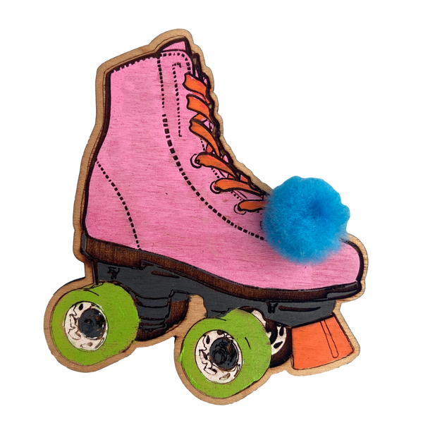 Roller Skate Pom Pom Charm Pin