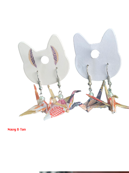 Paper Crane Dangle Earrings