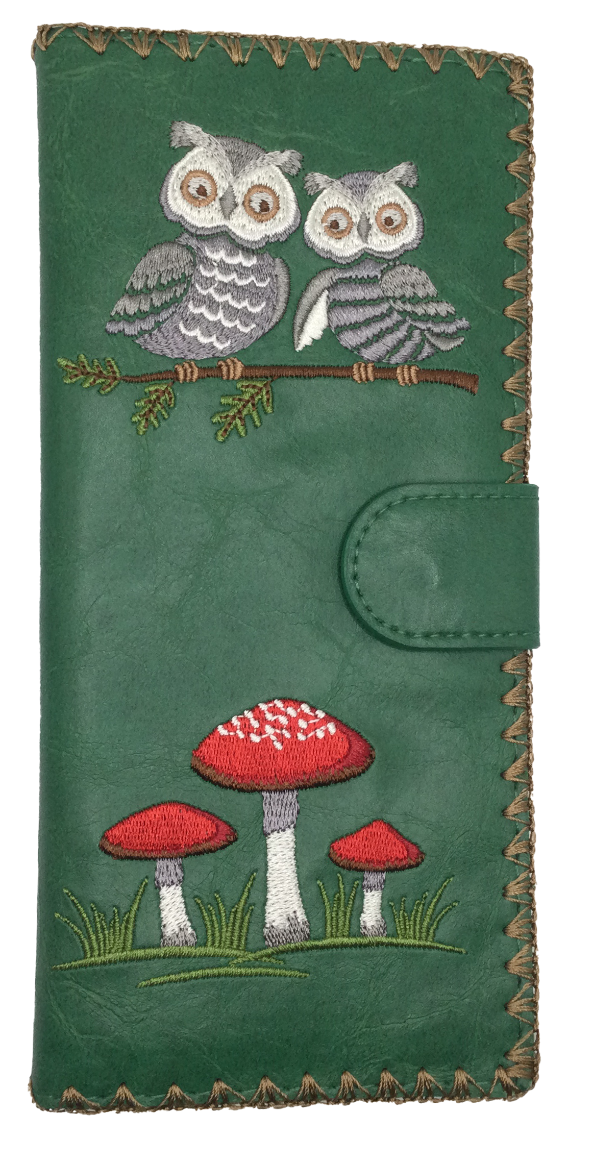Owl and Mushroom Large Embroidered Wallet