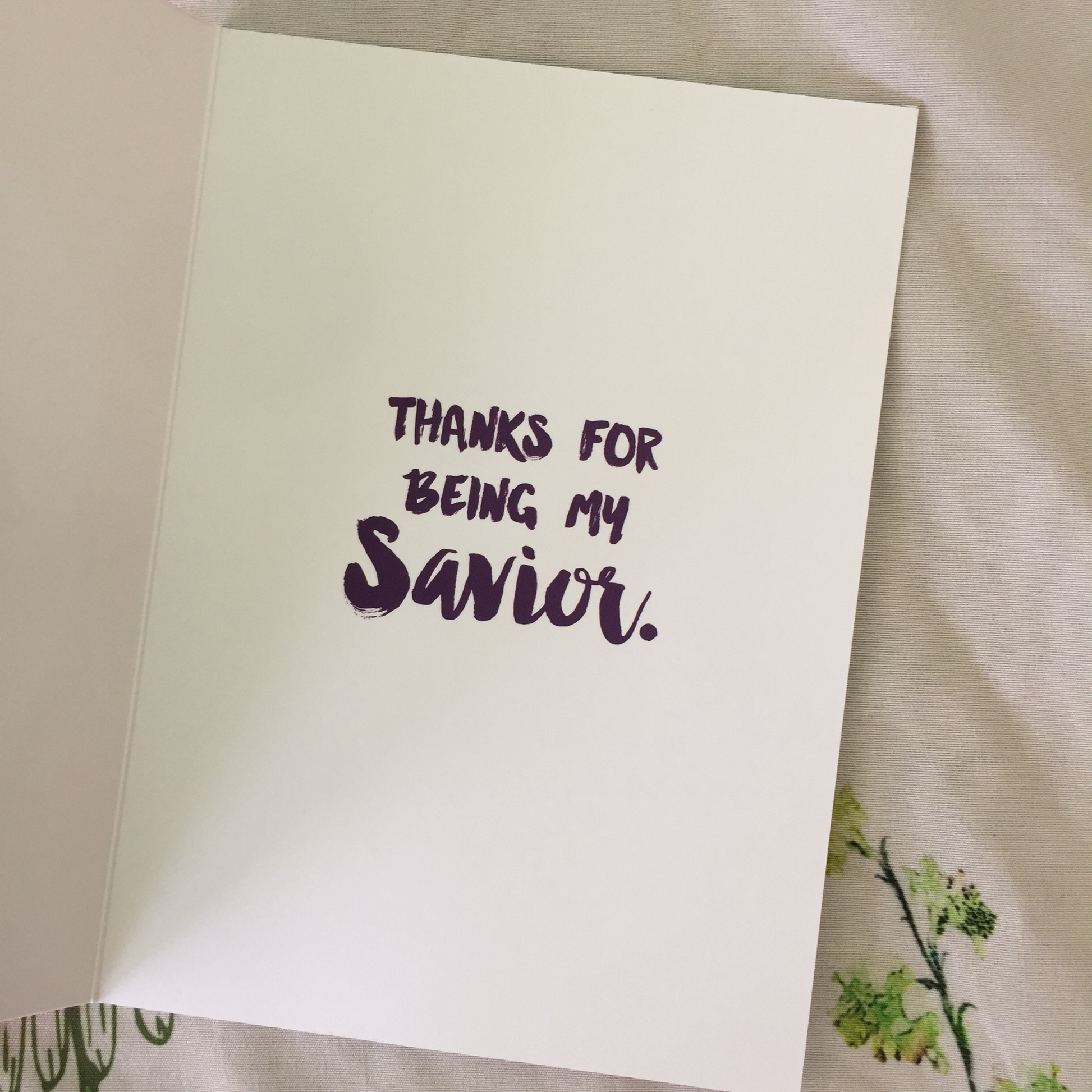 thanks for being my savior thank you card