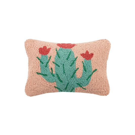 cotton hooked cactus lumbar pillow