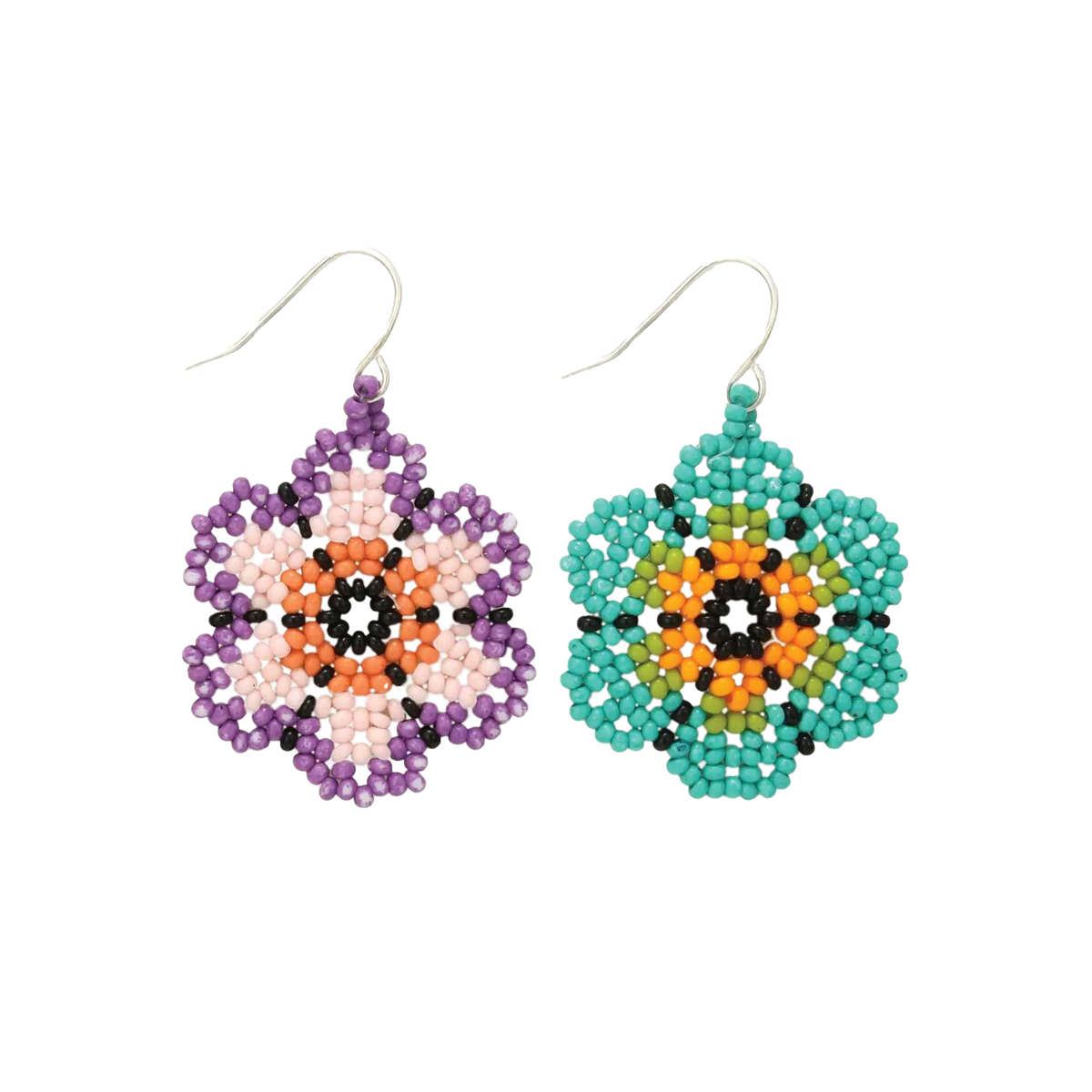 Summer Bouquet Beaded Flower Dangle Earrings