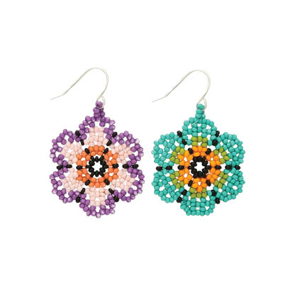 Summer Bouquet Beaded Flower Dangle Earrings