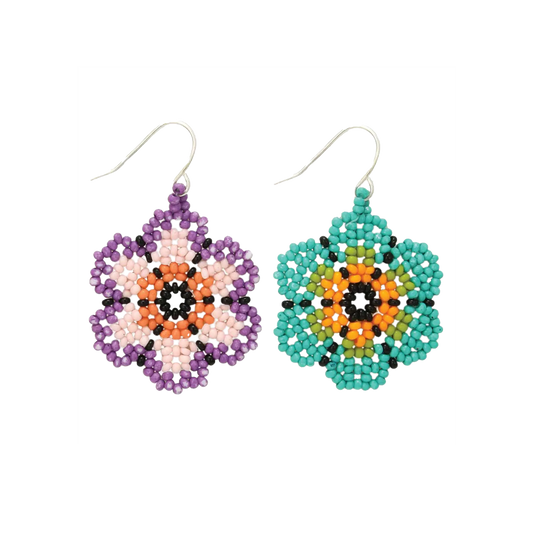 Summer Bouquet Beaded Flower Dangle Earrings