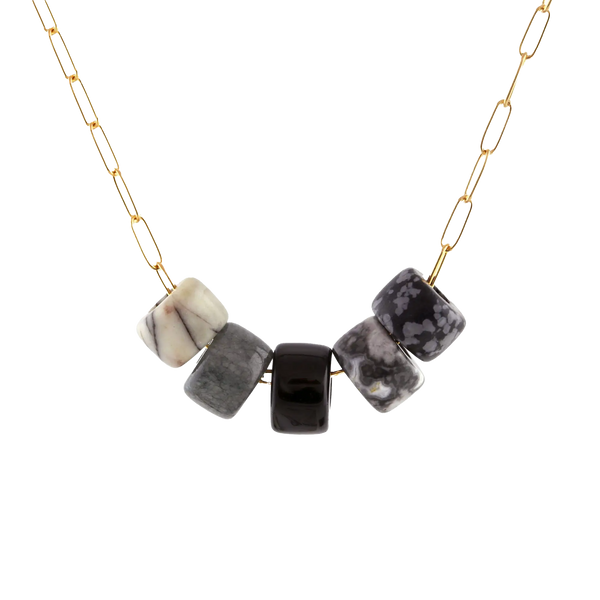 Miramar Gemstone Necklace in Black Sands