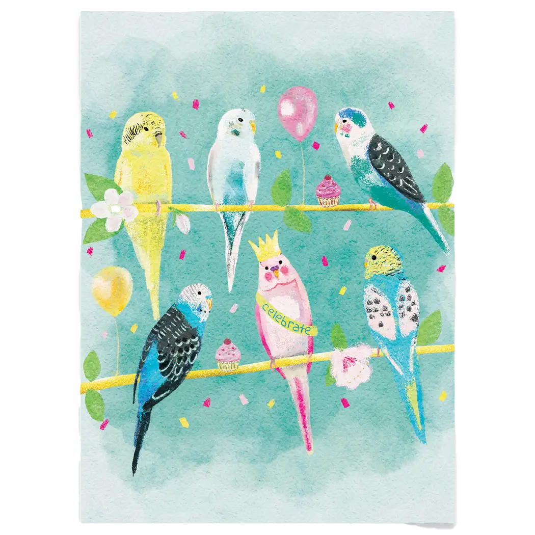 Birthday Budgies Card