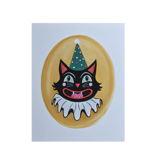 Yellow Circus Cat Print
