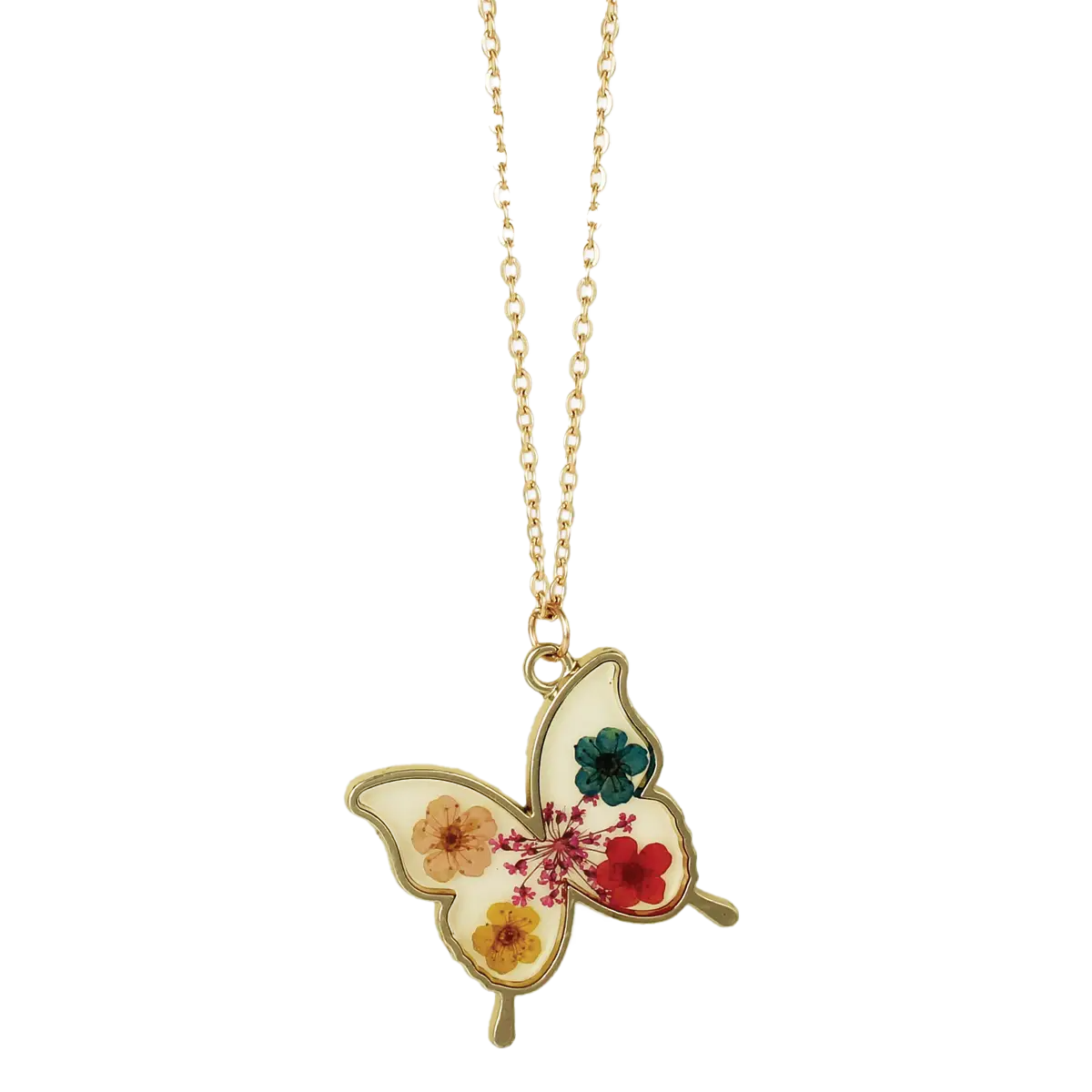 Butterfly Pressed Flower Necklace
